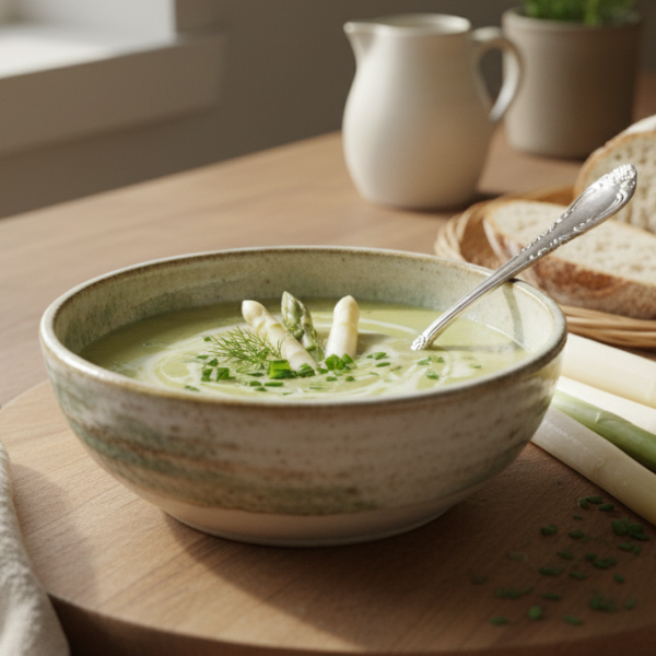 Spargelcremesuppe mit weißem Spargel